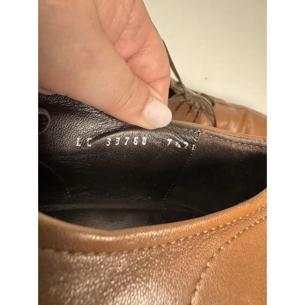 Salvatore Ferragamo Dress Derby Shoes Mens 7.5 EE Brown Leather Made In Italy